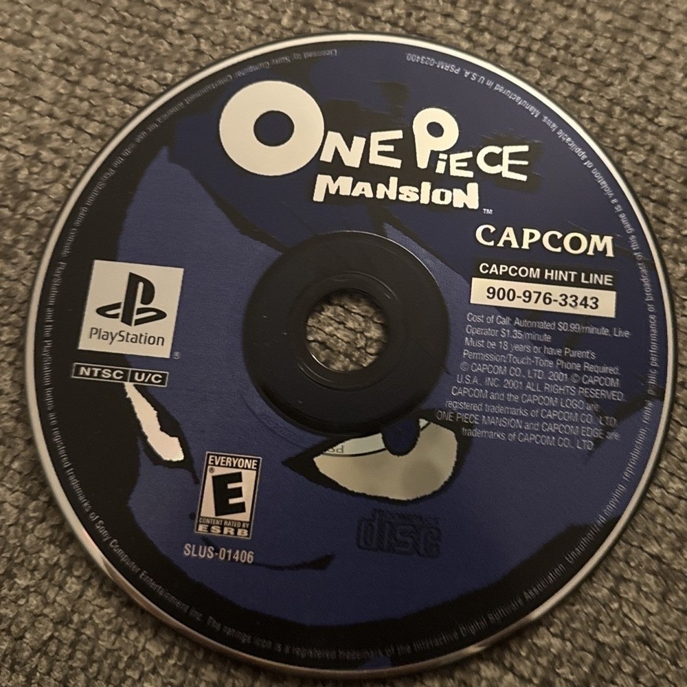 One Piece Mansion Capcom Sony PlayStation PS1 2001 SLUS-01406 Disc Only